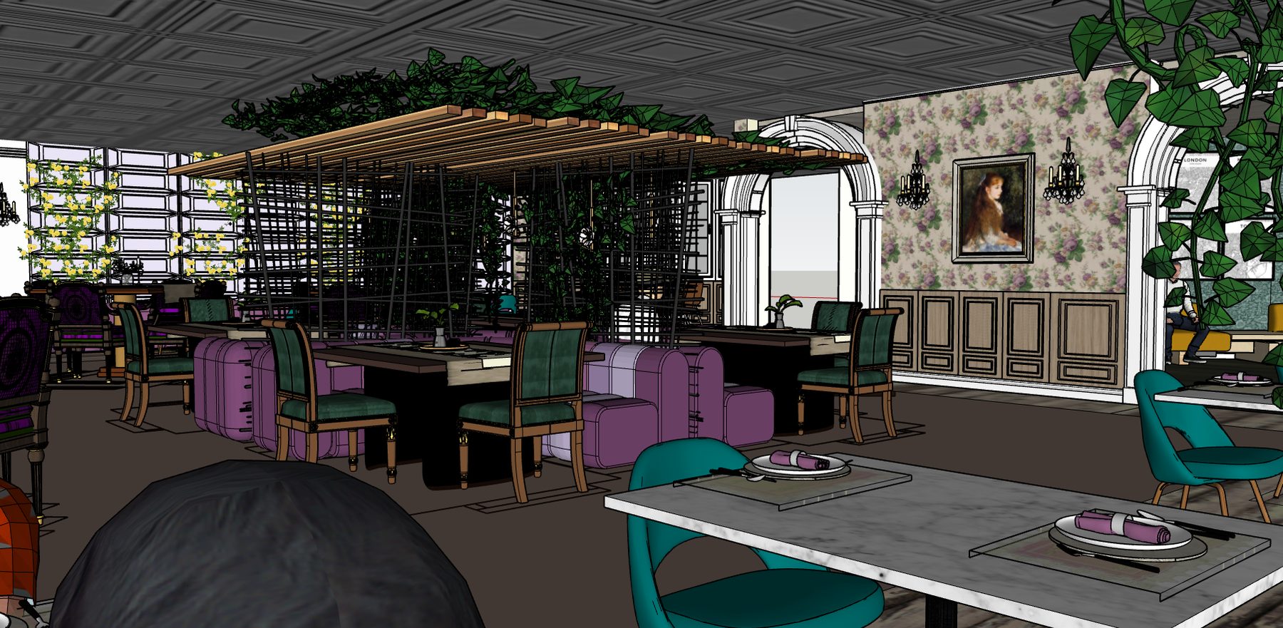 Violette Court restaurant seating view